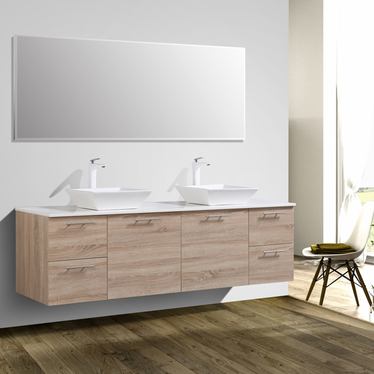 Orren Ellis Orrville 72" WallMounted Double Bathroom Vanity Set Wayfair